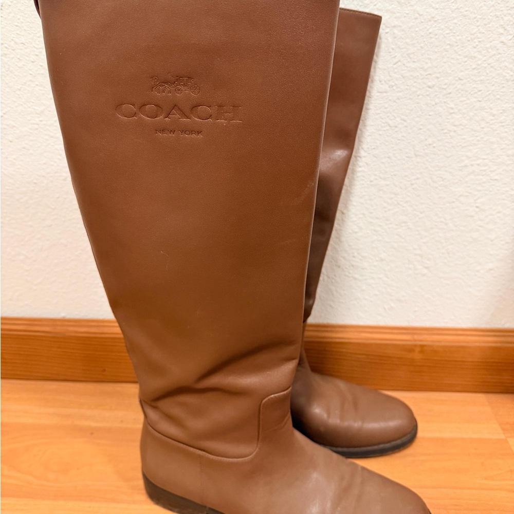 Coach Tan Leather Riding Boots